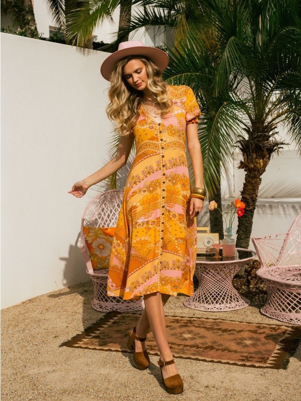 NWT Nine Lives Bazaar Maisie Midi Dress Honeybee
